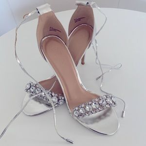 Charlotte Russe Silver Strappy Heel w/Rhinestone